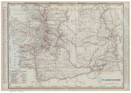 Washington State 1900 Cram - Old State Map Reprint