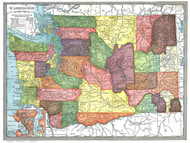 Washington State 1904 Americana Company - Old State Map Reprint