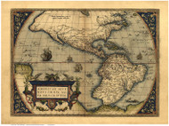 Americas, 1570 Ortelius - Old Map Reprint - World