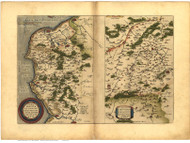 Bononiense and Veromanduorum, 1570 Ortelius - Old Map Reprint - World