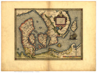 Denmark, 1570 Ortelius - Old Map Reprint - World