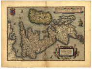 England and Scotland, 1570 Ortelius - Old Map Reprint - World