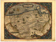 Flanders, 1570 Ortelius - Old Map Reprint - World