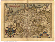 Germany, 1570 Ortelius - Old Map Reprint - World