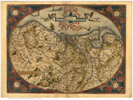 Coastal Germany, 1570 Ortelius - Old Map Reprint - World