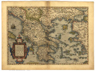 Greece, 1570 Ortelius - Old Map Reprint - World