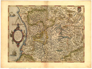 Mediolanensis, 1570 Ortelius - Old Map Reprint - World