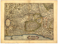 Pedemontanae, 1570 Ortelius - Old Map Reprint - World