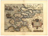 Zeeland, 1570 Ortelius - Old Map Reprint - World