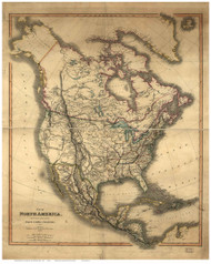 North America 1849 Old Map Reprint - Smith