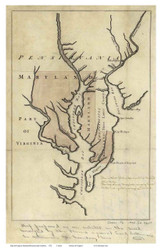 Chesapeake Bay 1732 - Senex - boundaries of Maryland - Old Map Reprint