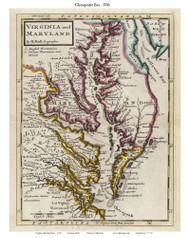 Chesapeake Bay 1736 - Moll - Old Map Reprint