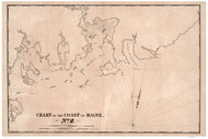 Machias Bay 1837 - Old Map Reprint - Maine 1837 Coast Chart