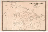 Penobscot Bay 1837 - Old Map Reprint - Maine 1837 Coast Chart