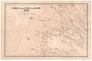 Casco Bay to Phippsburg 1837 - Old Map Reprint - Maine 1837 Coast Chart