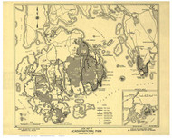 Acadia National Park, Maine Old Map Reprint 1952 - Cities Other