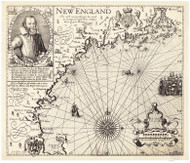 New England 1616 Old Map Reprint - John Smith