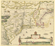 New England ca1685 16x20 Old Map Reprint - Visscher - Penn Print