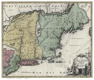 New England 1759 Old Map Reprint - Homann