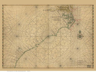Atlantic Coast from Chesapeake Bay to Florida, 1639 Vinckeboons - USA Regional