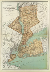 New York (Manhattan), Kings, Queens, Richmond, Rockland, Westchester, and Putnam County New York 1895 - Old Map Reprint - Bien Atlas