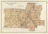 Wyoming and Livingston County New York 1895 - Old Map Reprint - Bien Atlas