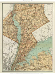 Westchester County New York 1895 - Old Map Custom Reprint - Bien State Atlas