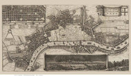 Old Map of London 1666 Doomick - Old Map Reprint