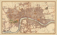 Old Map of London 1807 Baker - Old Map Reprint