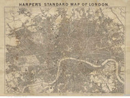 Old Map of London 1878 Harper - Old Map Reprint