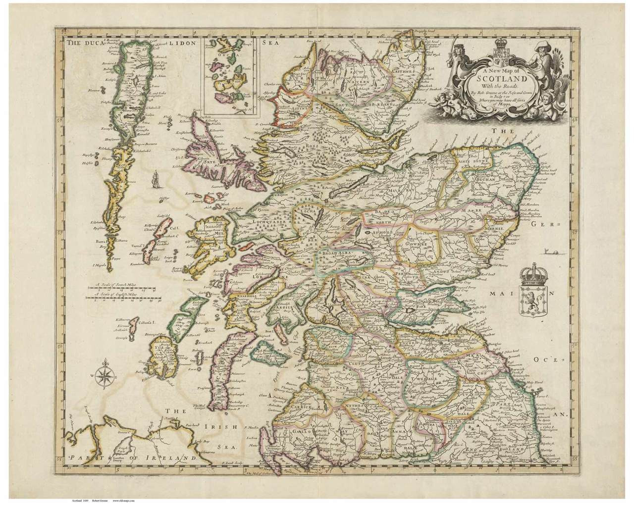 Scotland 1689 Greene - Old Map Reprint - OLD MAPS