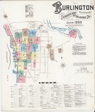 Burlington, VT Fire Insurance 1889 Sheet 1 (Index) - Old Town Map Reprint - Chittenden Co.