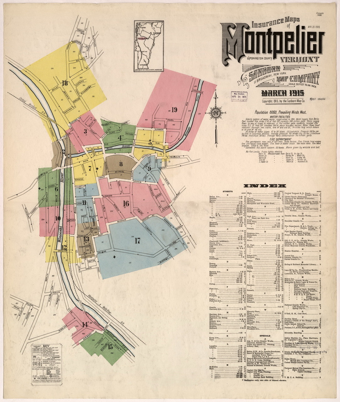 Montpelier, VT Fire Insurance 1915 Sheet 1 - Old Town Map ...