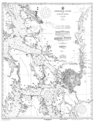 Frederick Sound and Sumner Strait B&W C 1917 Nautical Chart 200,000 Scale  Alaska Chart 8200
