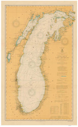 Lake Michigan 1909 - Old Map Nautical Chart Reprint LS7