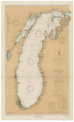 Lake Michigan 1915 - Old Map Nautical Chart Reprint LS7