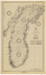 Lake Michigan 1933 - Old Map Nautical Chart Reprint LS7