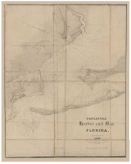 Pensacola Harbor & Bar, Florida, 1822 - Old Map Reprint - 1843 Regional Section 2
