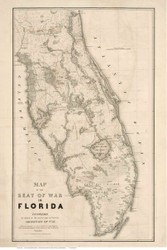 Seat of War in Florida, 1838 - Old Map Reprint - 1843 Regional Section 3
