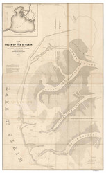 Delta of Lake St. Clair, Michigan, 1842 - Old Map Reprint - 1843 Regional Section 5