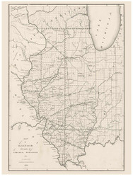 Illinois with parts of Indiana and Washington, 1836 - Old Map Reprint - 1843 Regional Section 6