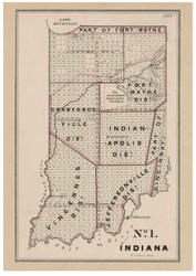 Indiana - Land Office Map, 1843 - Old Map Reprint - 1843 Regional Section 7