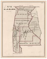 Alabama - Land Office Map, 1843 - Old Map Reprint - 1843 USA Regional Atlas Section 7