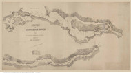 Kennebec River from Merrymeeting Bay to Hallowell, Maine, 1843 - Old Map Reprint - 1843 Regional Section 8