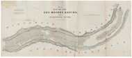 Des Moines Rapids - Mississippi River, 1843 - Old Map Reprint - 1843 Regional Section 11