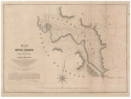 Sabine River from Logans Ferry to 32deg. North Latitude, Texas-Louisiana, 1841 - Old Map Reprint - 1843 Regional Section 11