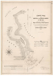 Sabine Pass - Sabine Lake to Gulf of Mexico, Texas-Lousiana, 1840 - Old Map Reprint - 1843 Regional Section 11