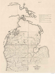 Michigan - North Part (upper peninsula empty), 1839 - Old Map Reprint - 1843 Regional Section 12
