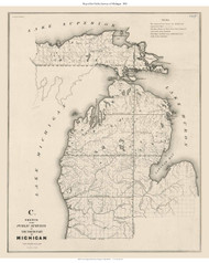 Michigan - North Part with Upper Peninsula, 1841 - Old Map Reprint - 1843 Regional Section 12
