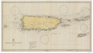 Puerto Rico and Virgin Islands 1931 Old Map Nautical Chart 1:325,000 sc Reprint 920